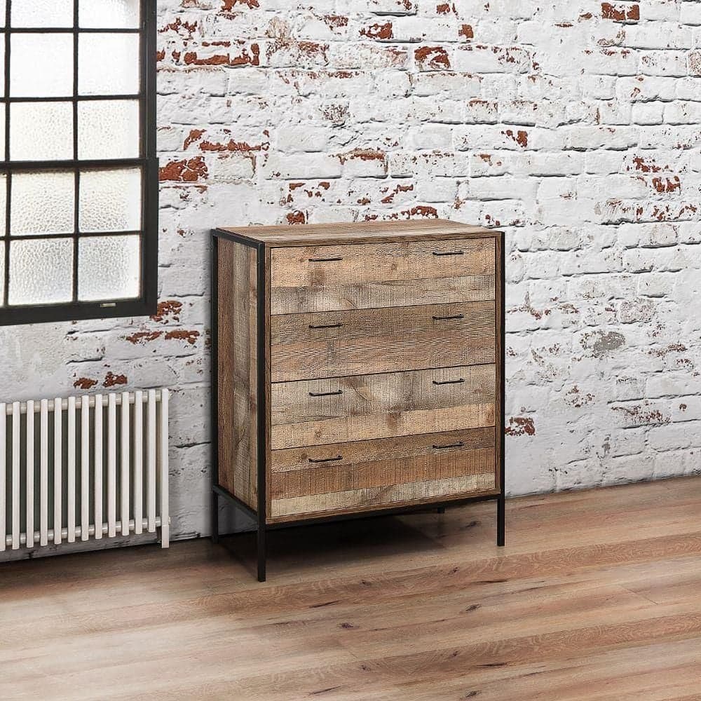 Industrial look chest shop of drawers