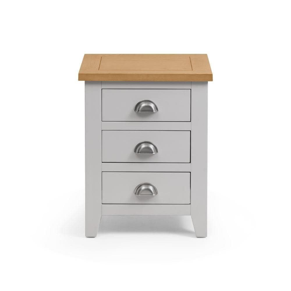 Richmond Grey/Oak 3 Drawer Wooden Bedside Table Happy Beds