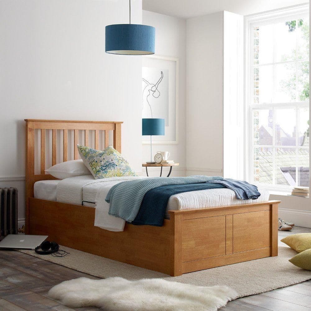Malmo oak wooden 2025 ottoman bed