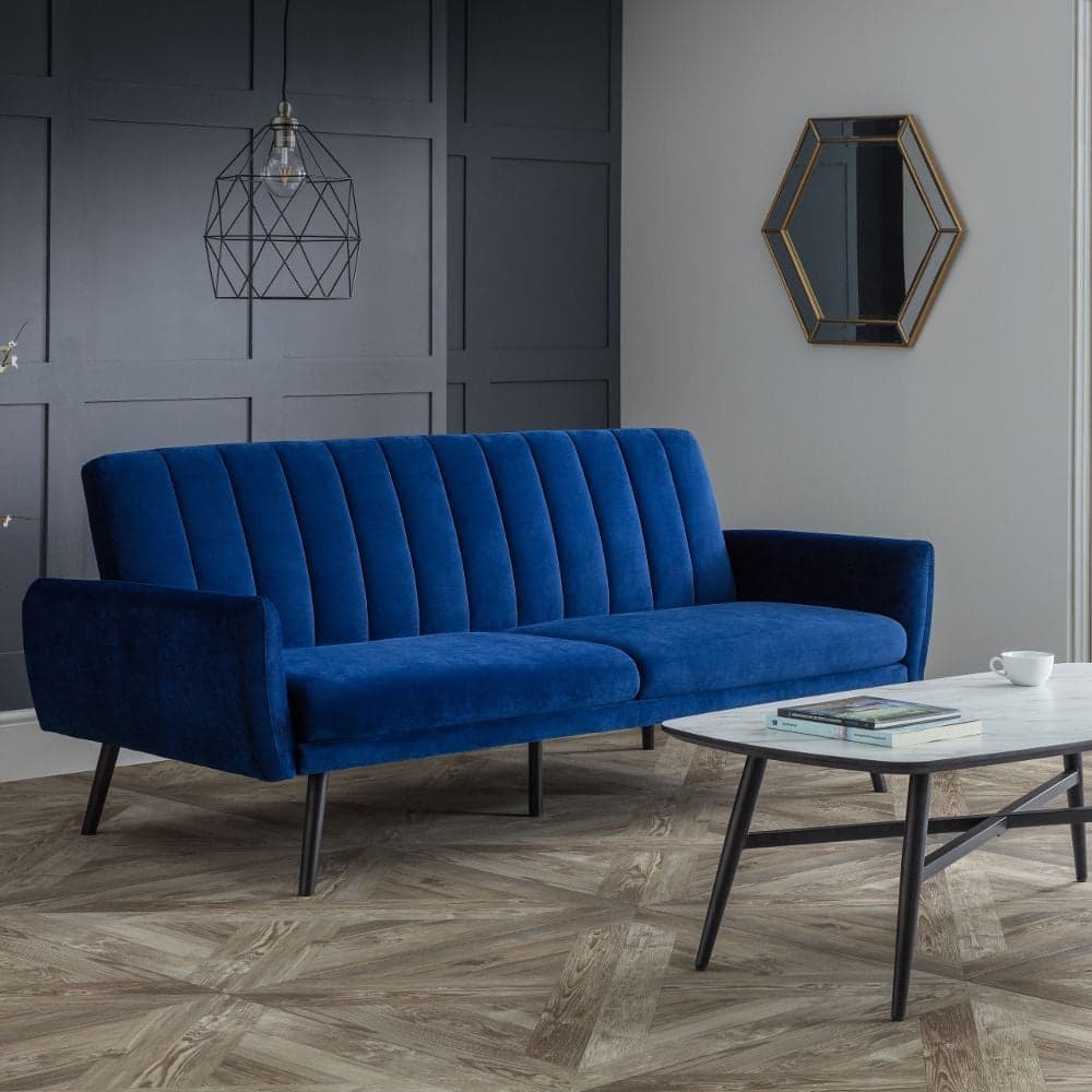 Afina Blue Velvet Fabric Sofa Bed Happy Beds