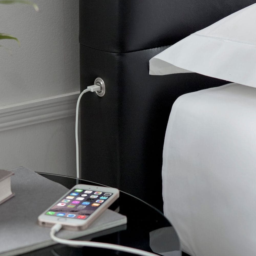 Annecy Black Leather Ottoman TV Bed Happy Beds