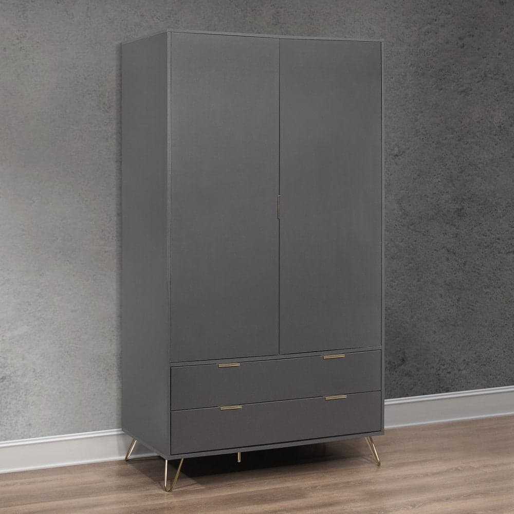 Arlo Charcoal Wooden Combination Wardrobe Happy Beds