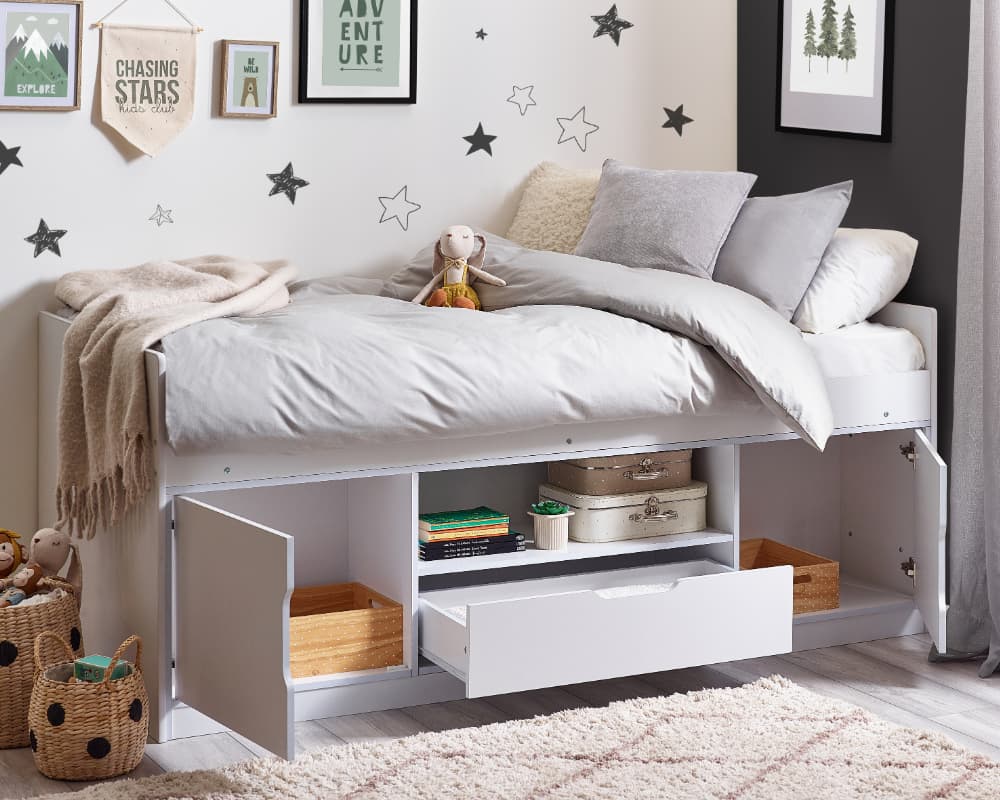 Small double cabin store bed