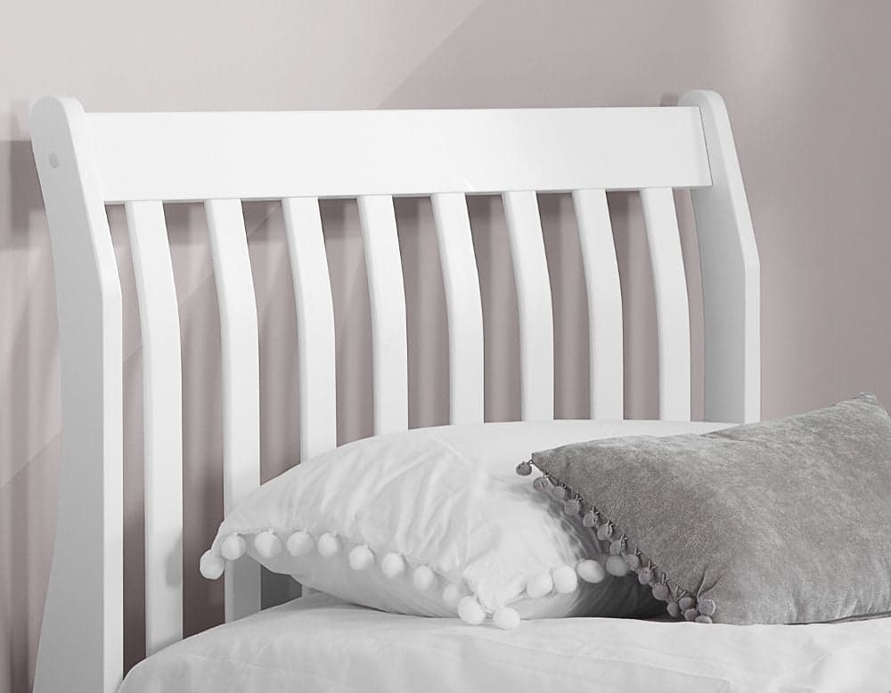 White wooden sleigh clearance bed double
