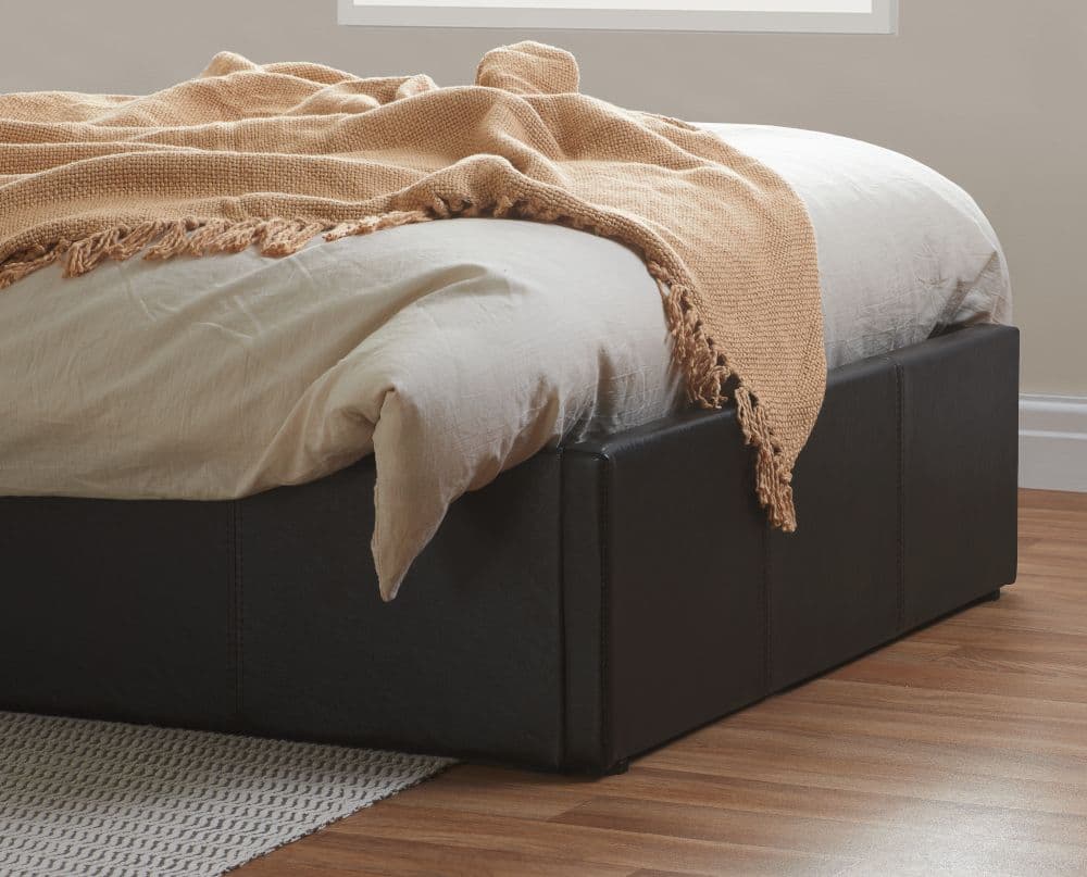 Brown leather ottoman bed hot sale