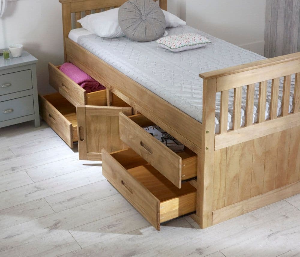 Pine bed new arrivals with storage drawers