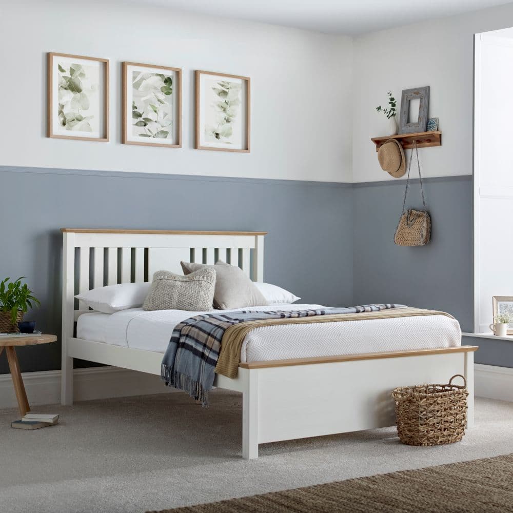 Small double white hotsell wooden bed frame