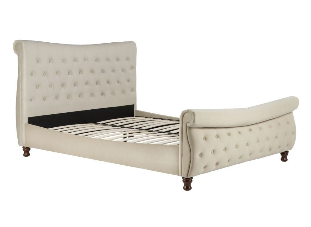 Copenhagen warm stone fabric cheap scroll sleigh bed