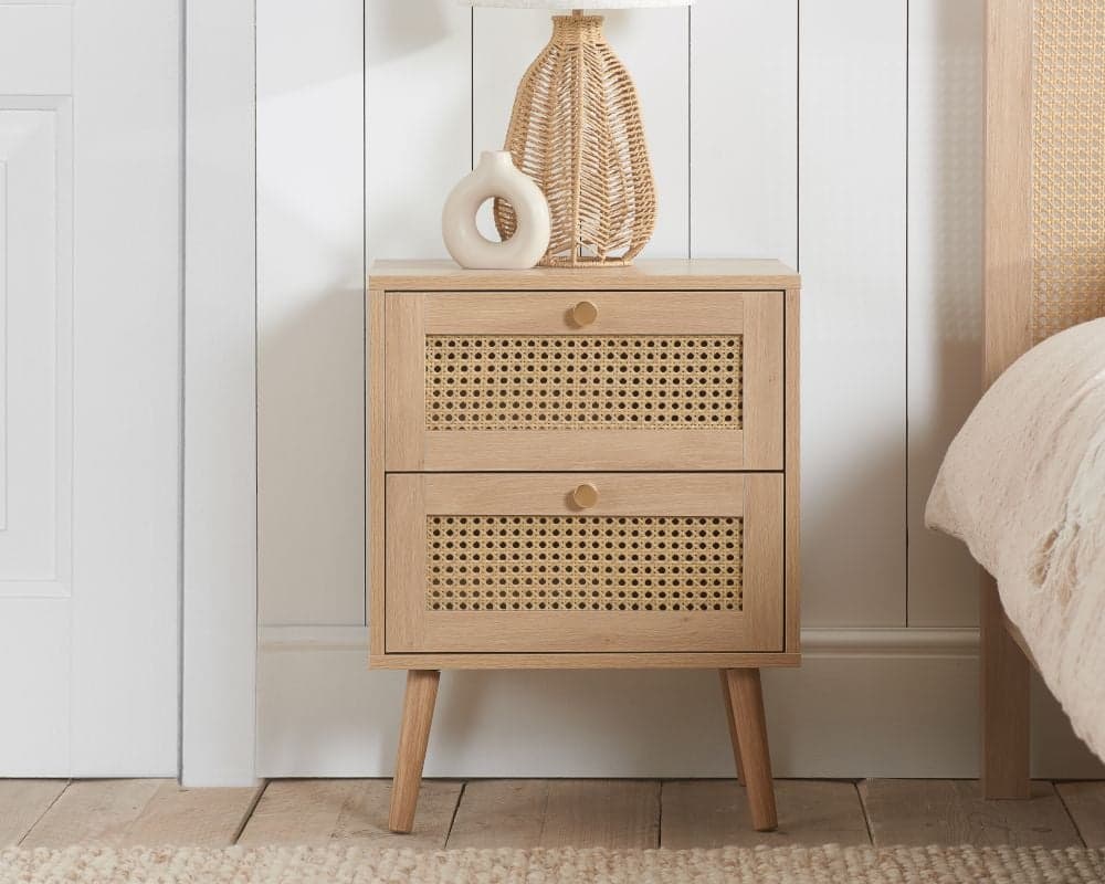 Cane rattan store bedside table