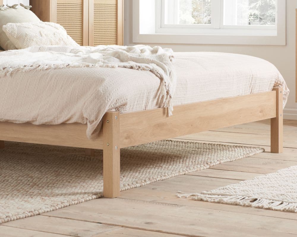 Wooden top rattan bed