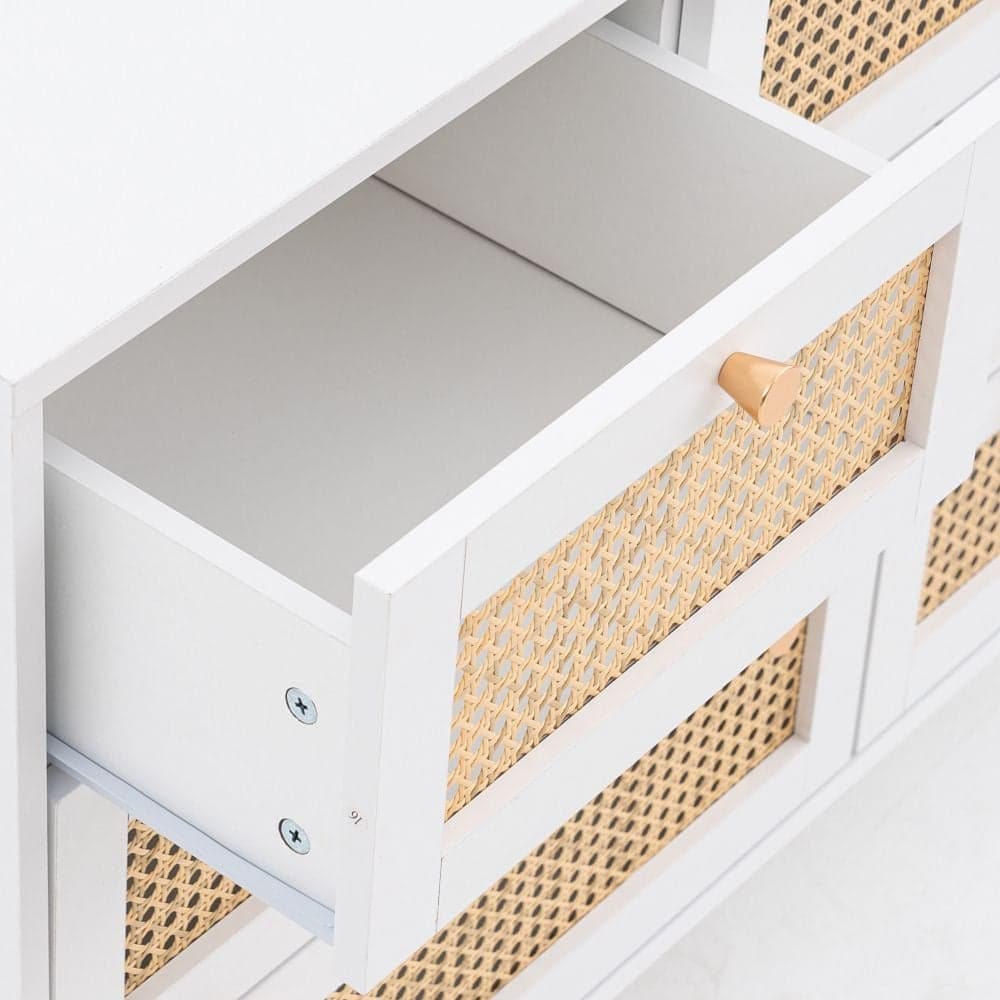 White cane outlet chest of drawers