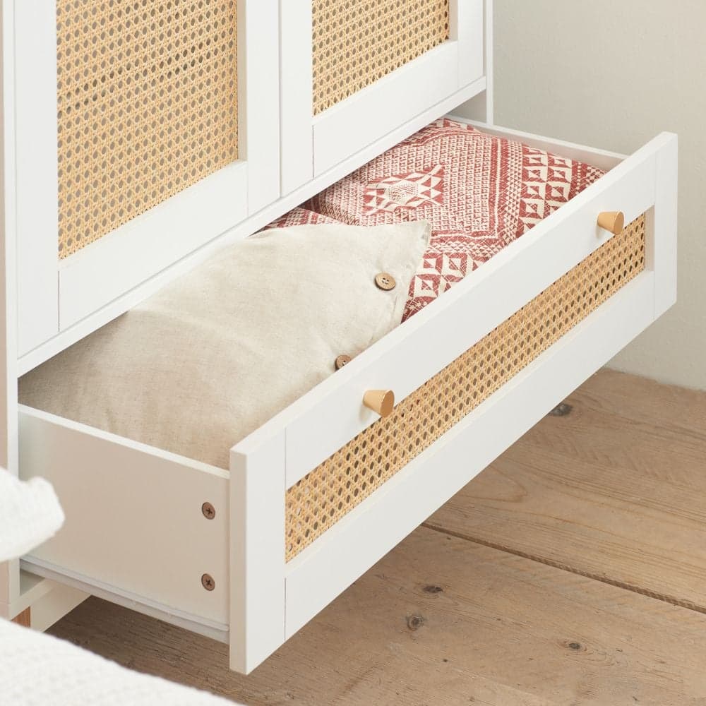 White online rattan wardrobe