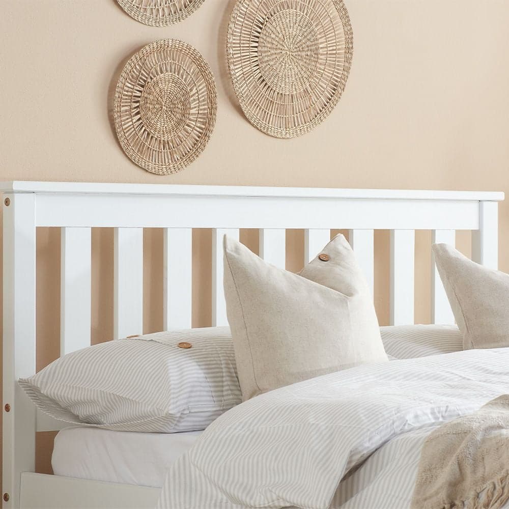 Denver White Solid Pine Wooden Bed Happy Beds