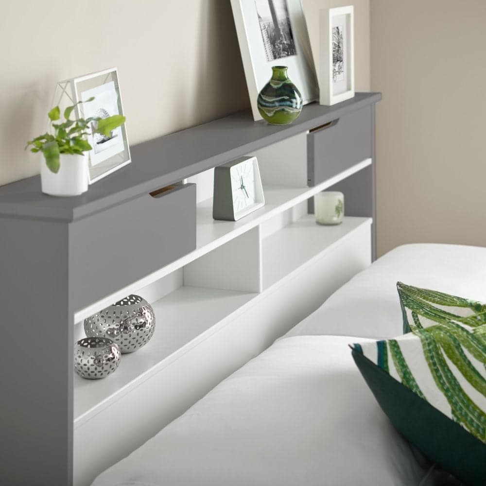 Fabio white wooden 2 drawer bookcase deals storage bed