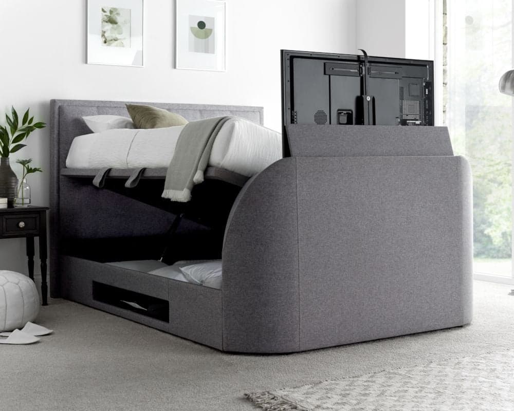 Falstone Light Grey Fabric Ottoman TV Bed Happy Beds