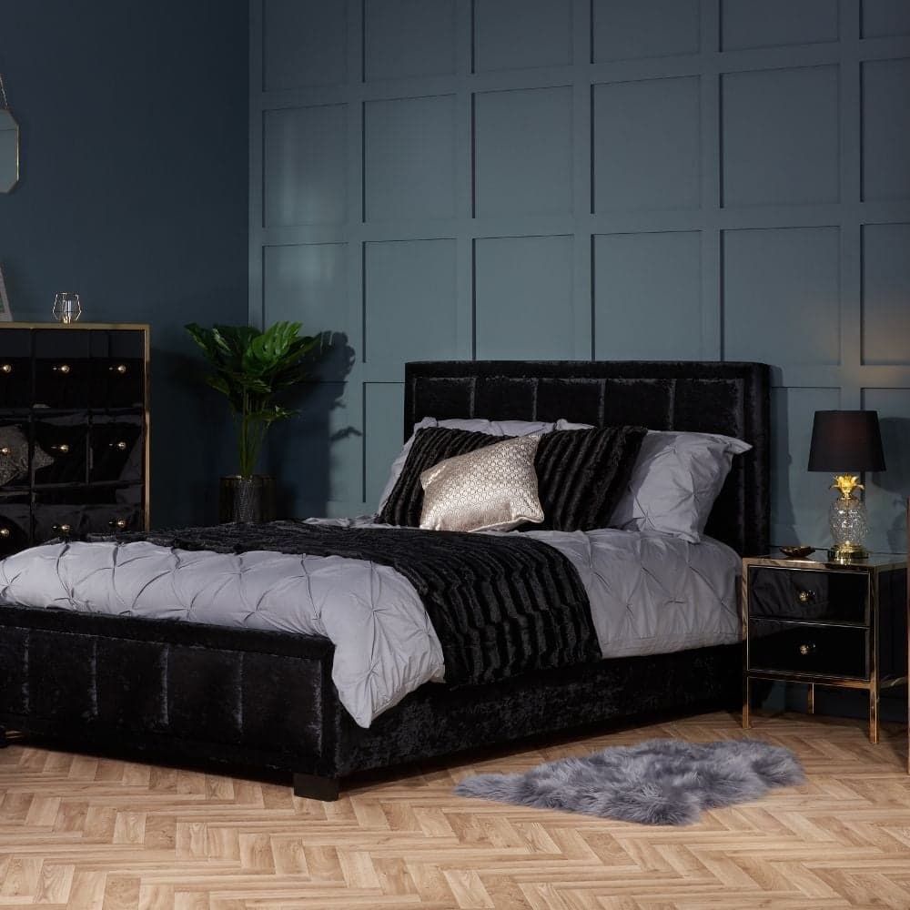 Fenwick Black and Gold 2 Drawer Bedside Table Happy Beds