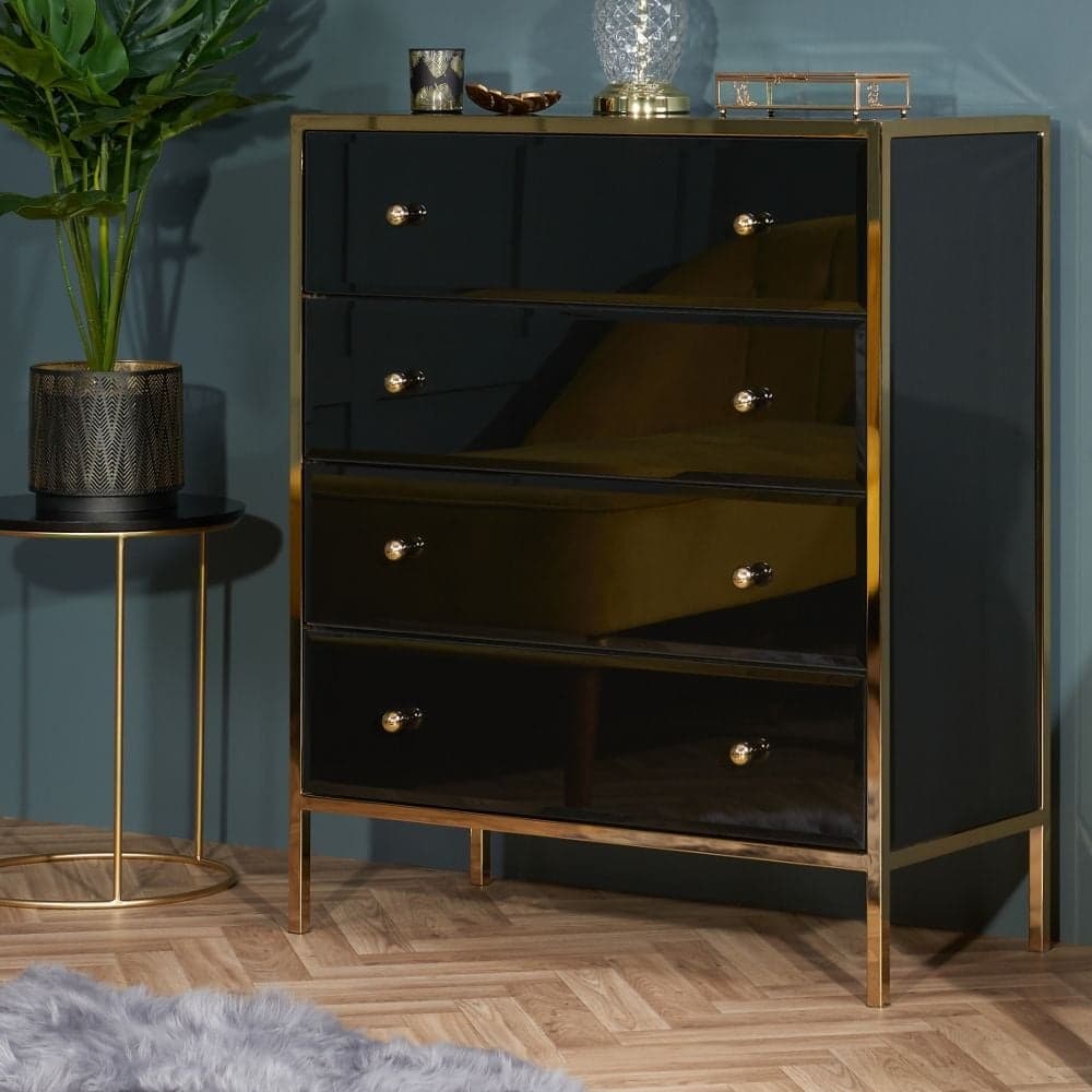 Black narrow 4 on sale drawer chest dresser