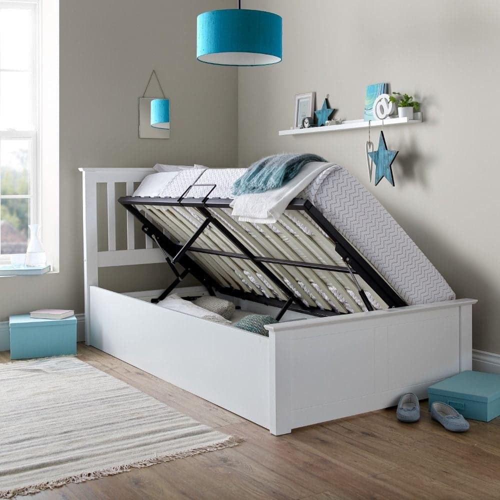 Single ottoman bed best sale side lift white