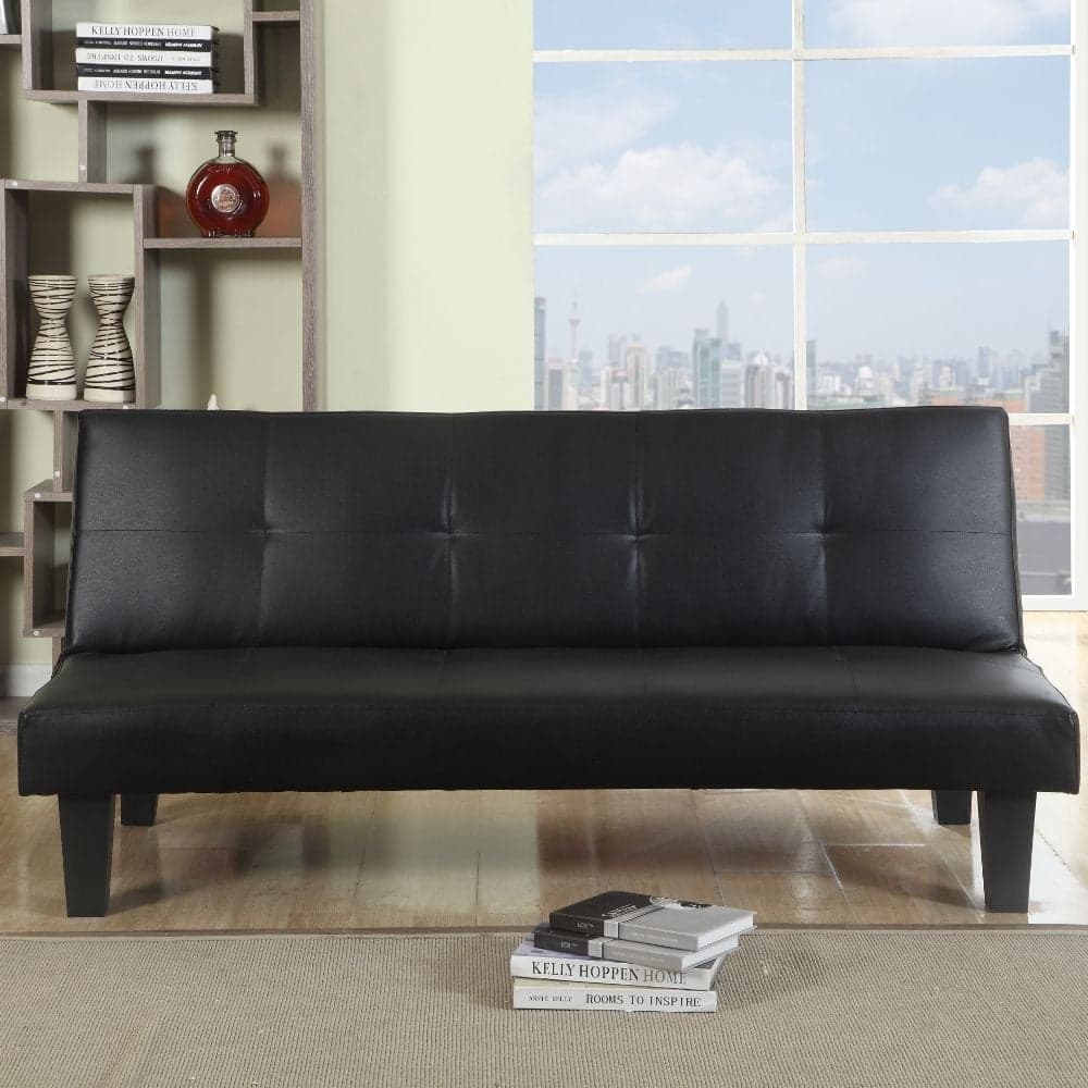 Franklin Black Leather Sofa Guest Day Bed Happy Beds