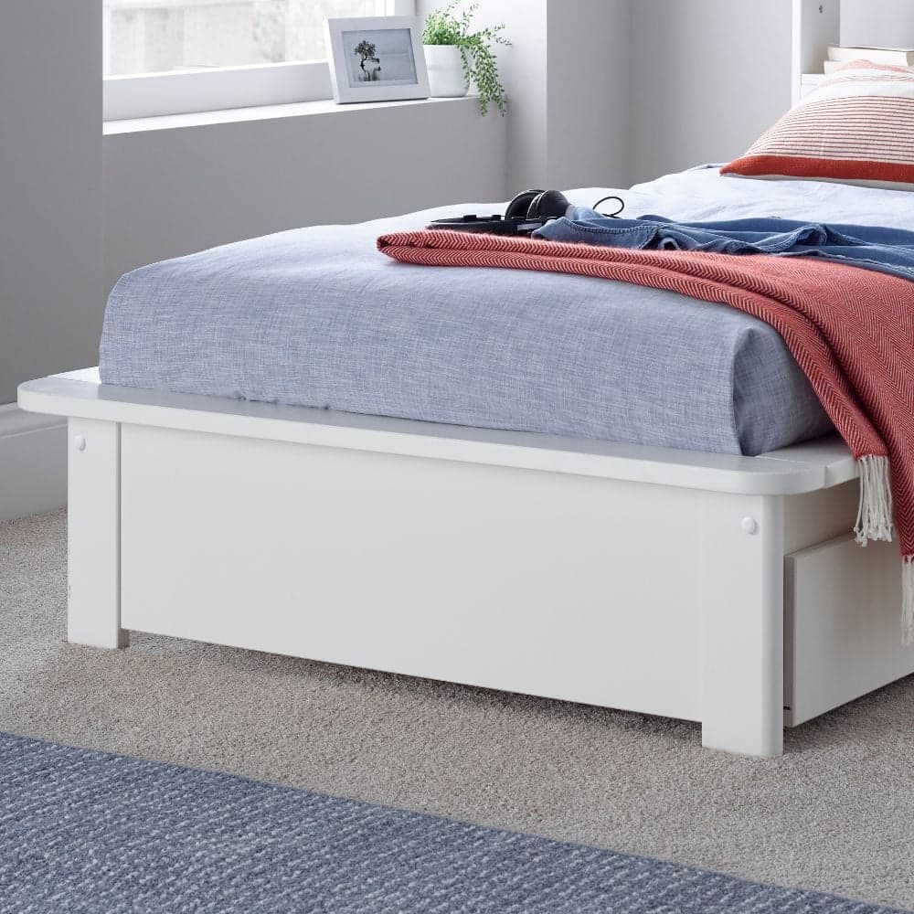 Fraser White Wooden Bookcase Bed with Drawer Happy Beds