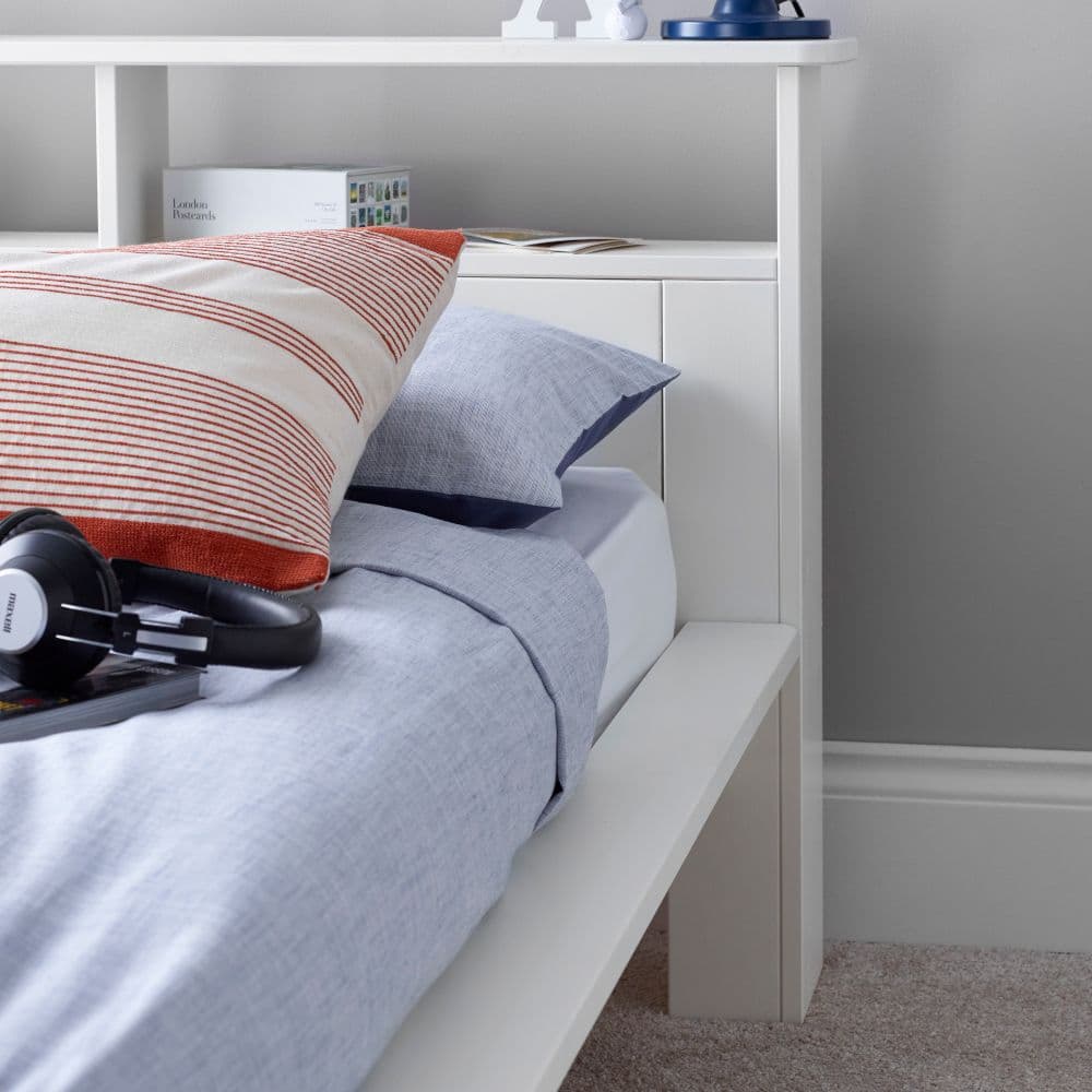 Fraser White Wooden Bookcase Bed Happy Beds