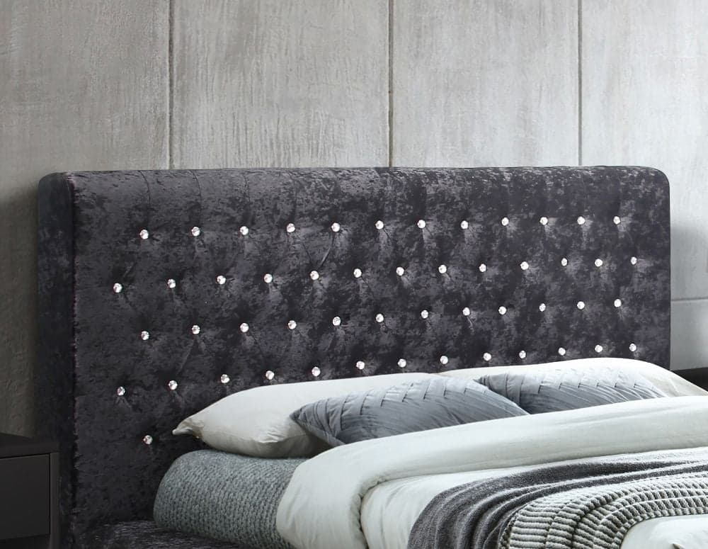 Black crushed store velvet diamante bed