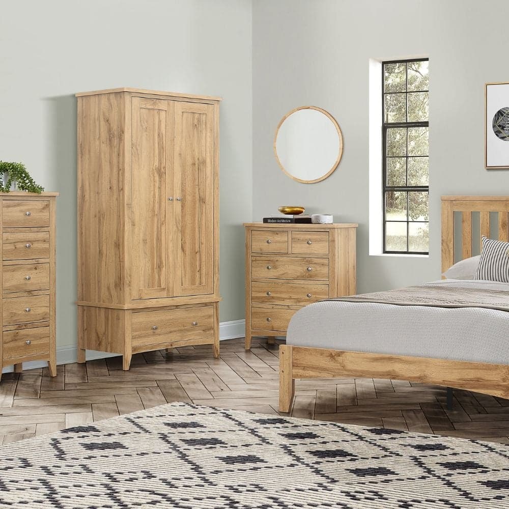 Hampstead 5 Drawer Tall Wooden Chest of Drawers Happy Beds