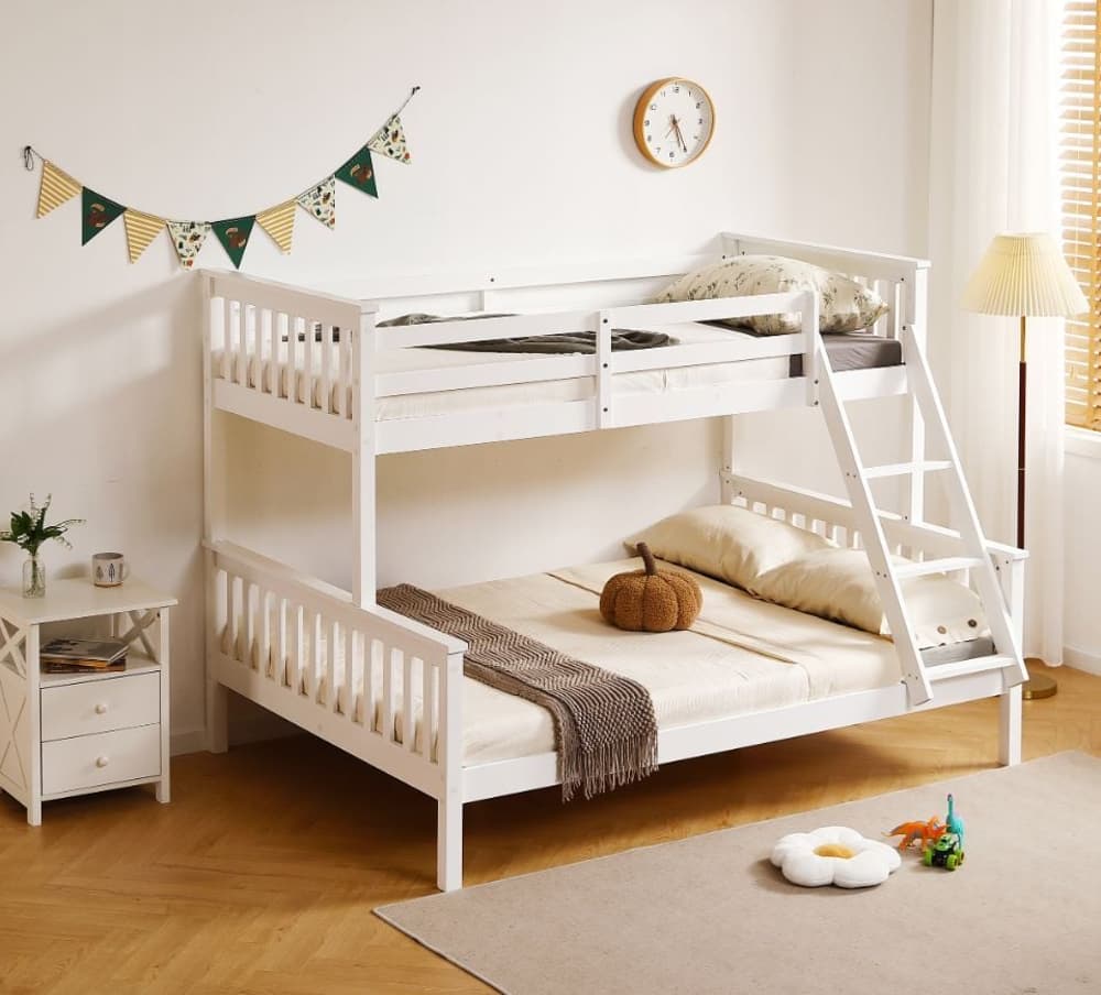 Hannah White Wooden Triple Sleeper Bunk Bed Happy Beds