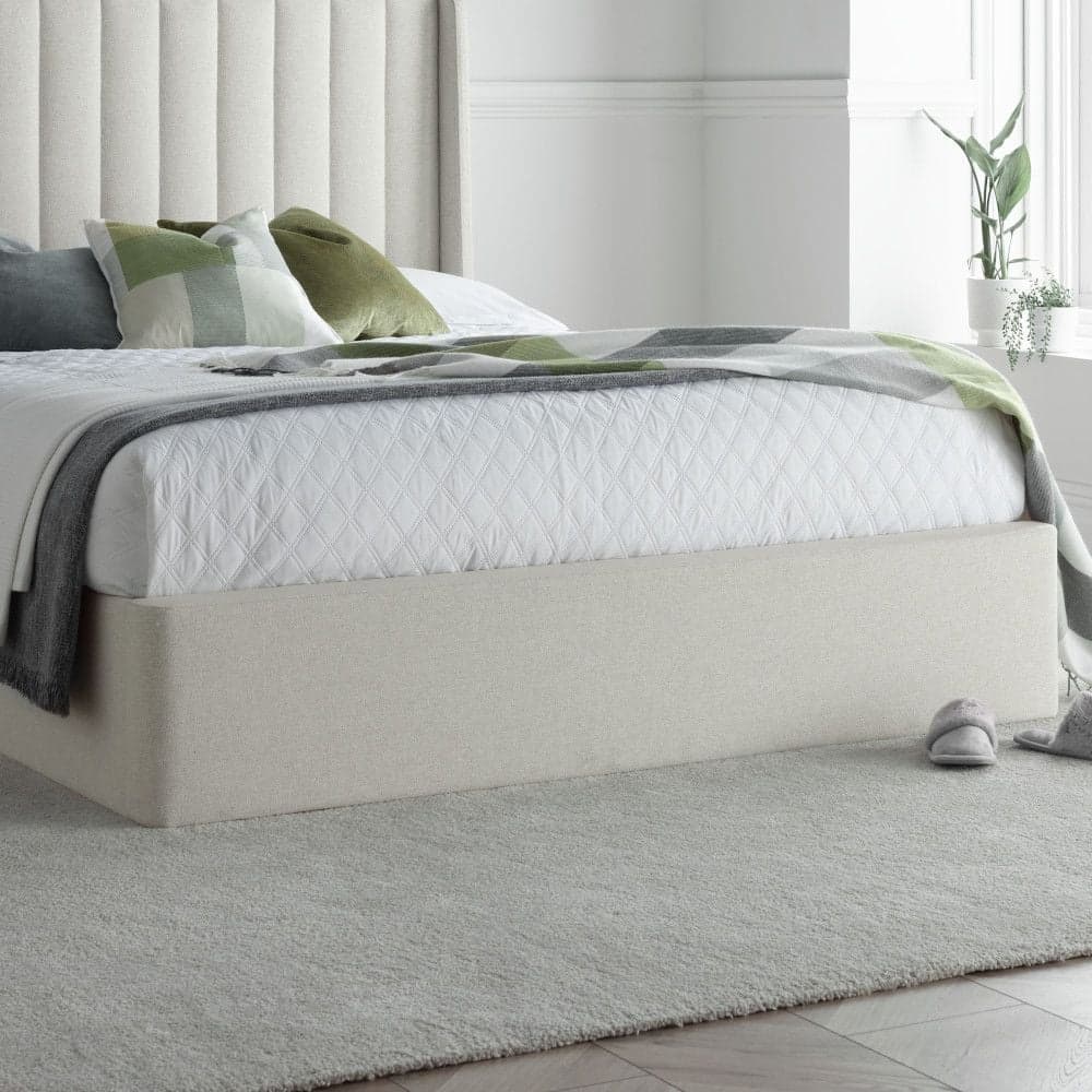 Harper Natural Fabric Winged Ottoman Storage Bed Happy Beds