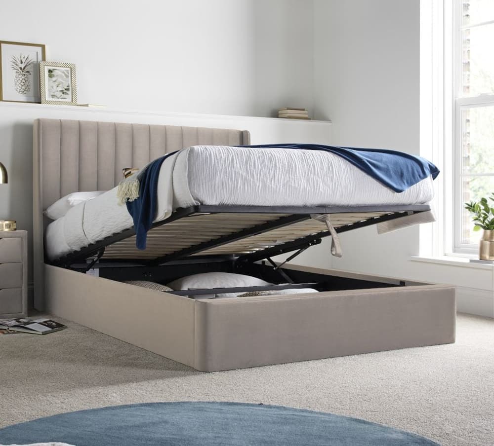 Winged ottoman storage shop bed