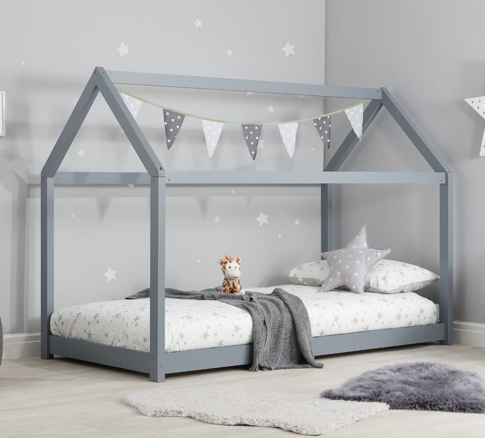 House Grey Wooden Bed Beds Happy Beds