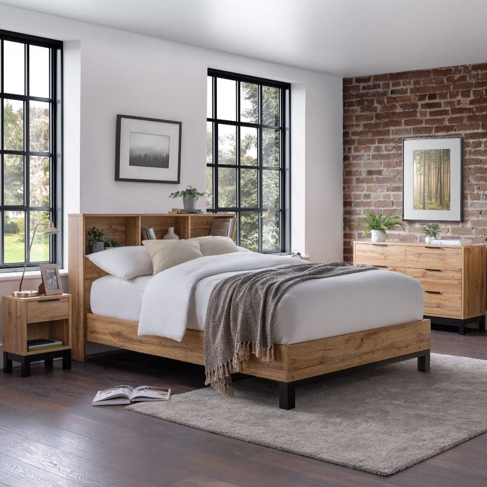 Oak and shop metal bed frame