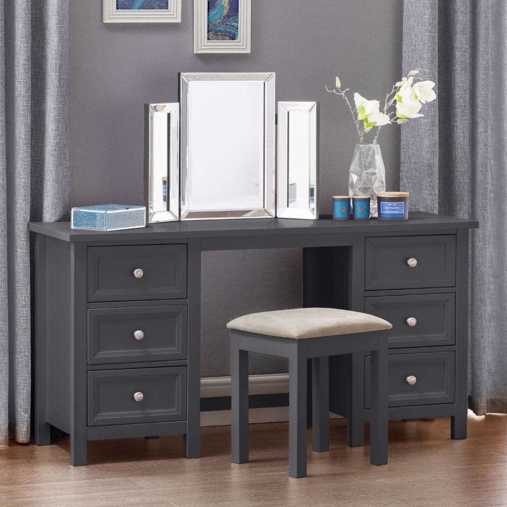 Dark wood top dressing table stool