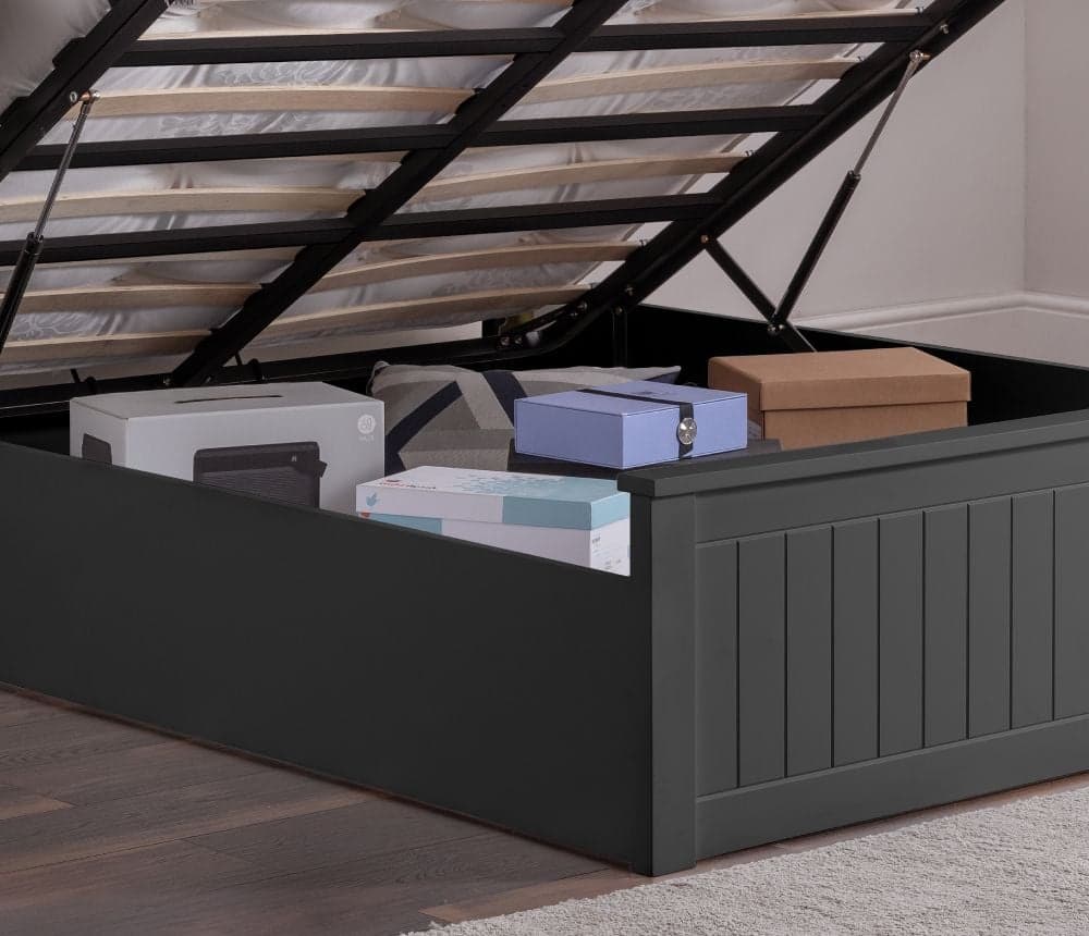 Black wooden on sale ottoman bed