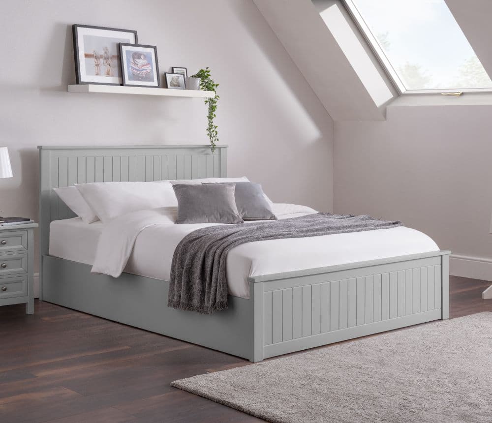 Maine Dove Grey Ottoman Storage Bed Happy Beds