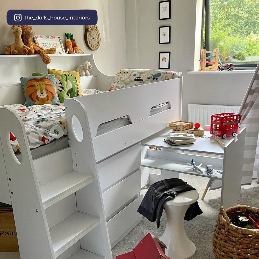 Jupiter White Wooden Mid Sleeper Cabin Bed Happy Beds