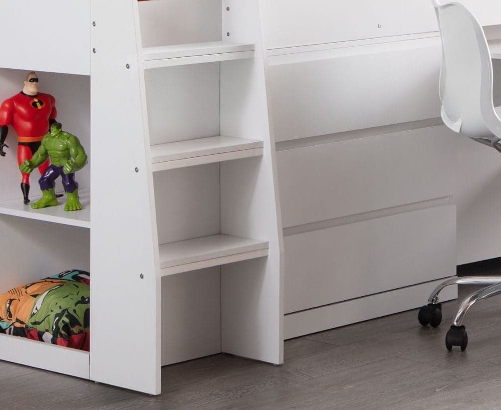 Jupiter White Wooden Mid Sleeper Cabin Bed Happy Beds