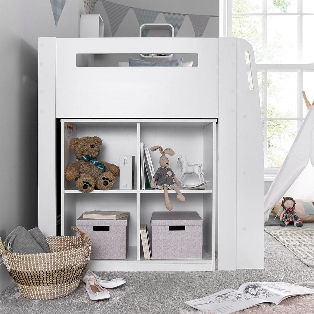Lacy White Mid Sleeper Bed w Noah Mattress Happy Beds