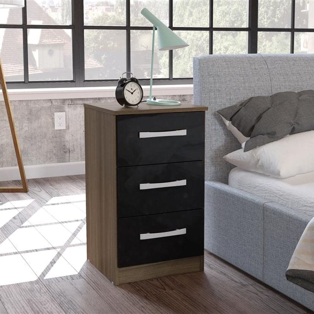 Black and walnut bedside table hot sale