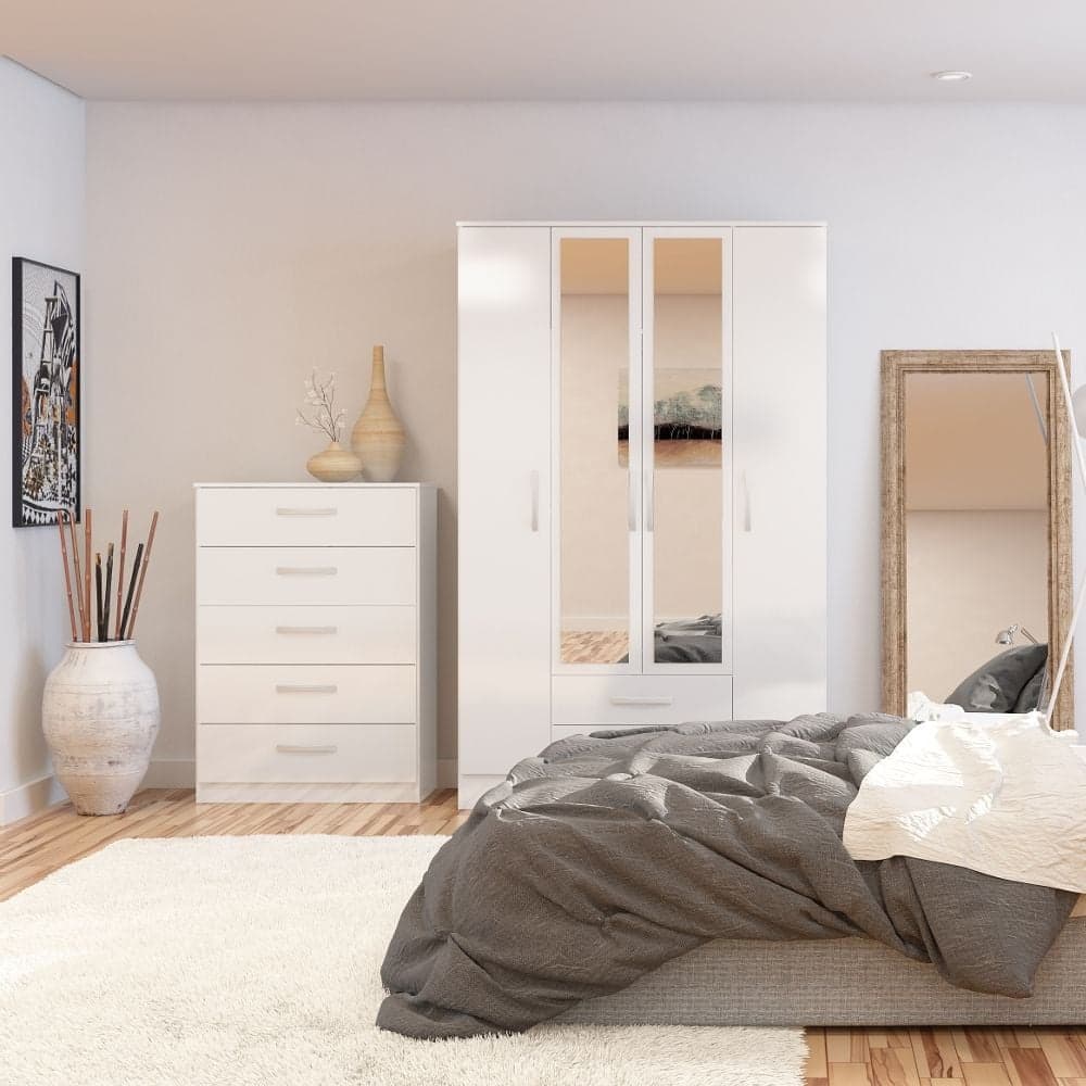 Lynx 3 Drawer Bedside Table White Happy Beds