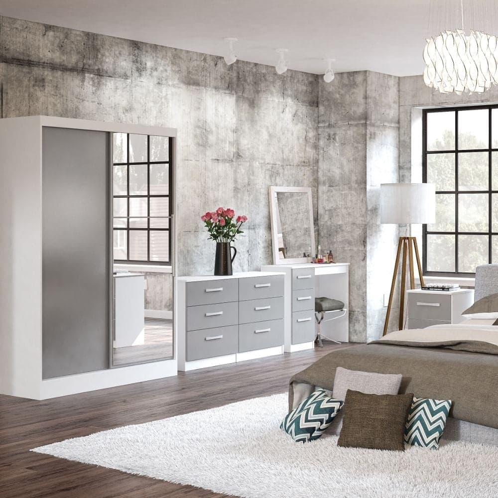 Lynx White and Grey 3 Drawer Dressing Table Happy Beds