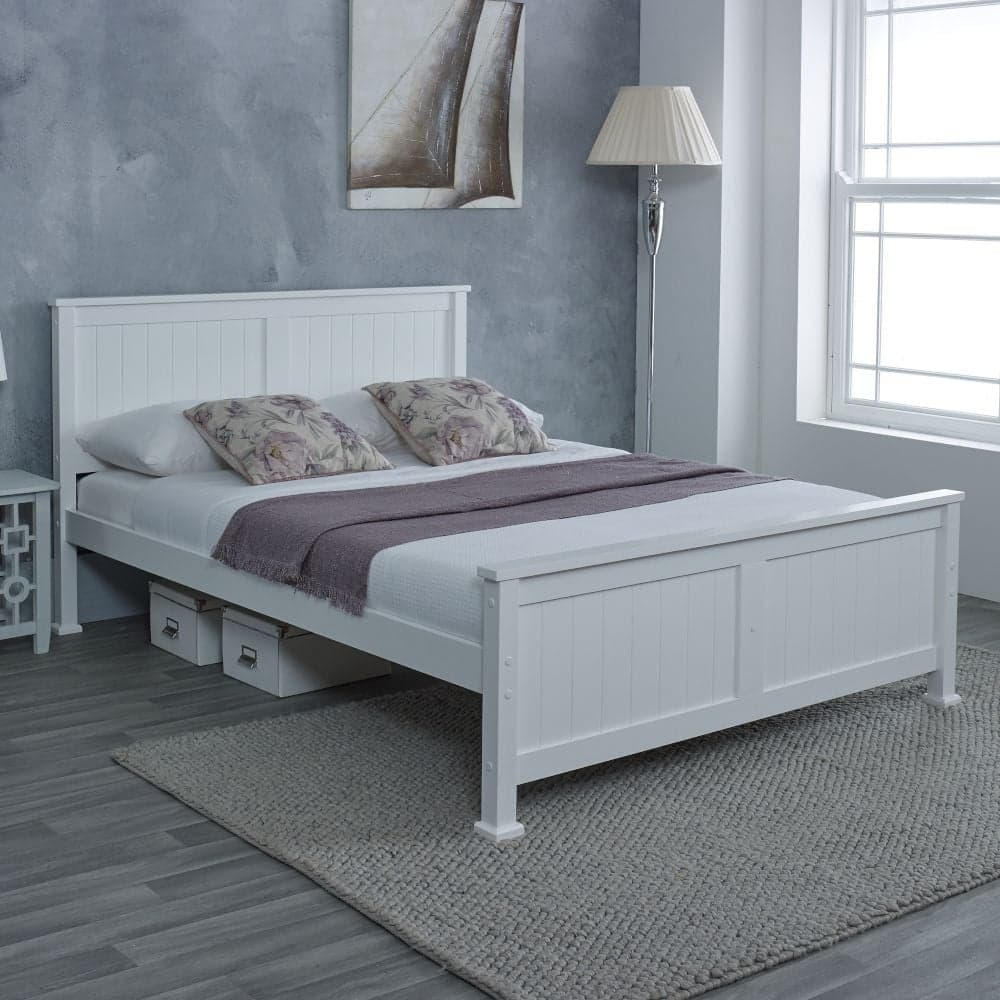 Madrid White Wooden Bed Happy Beds