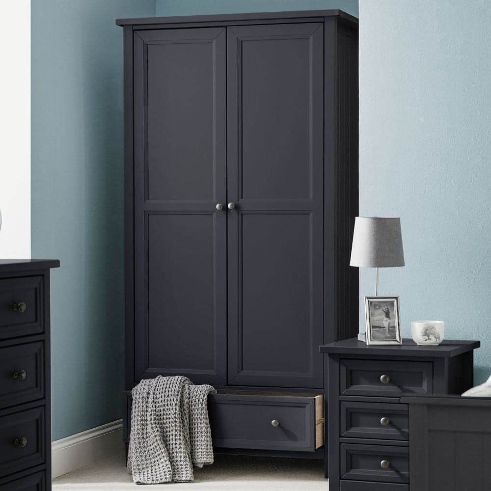 Maine Anthracite 2 Door Combination Wardrobe Happy Beds