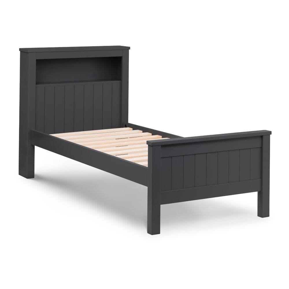 Maine Anthracite Wooden Bookcase Bed Frame 3ft Single