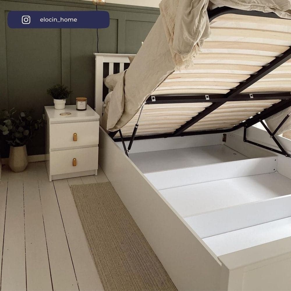 Malmo white outlet wooden ottoman bed