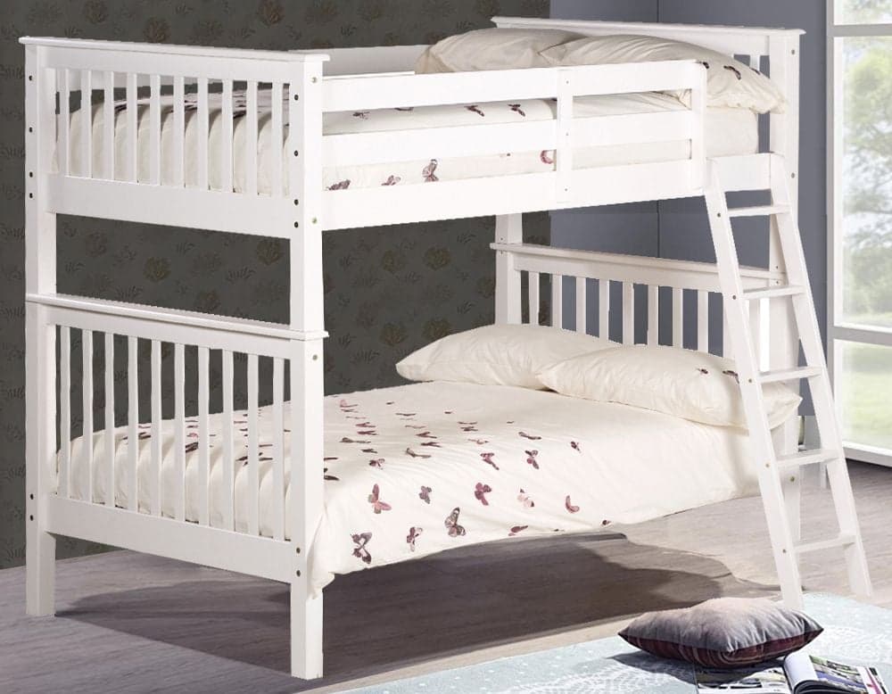 Malvern White Wooden Quadruple Sleeper Bunk Bed Happy Beds