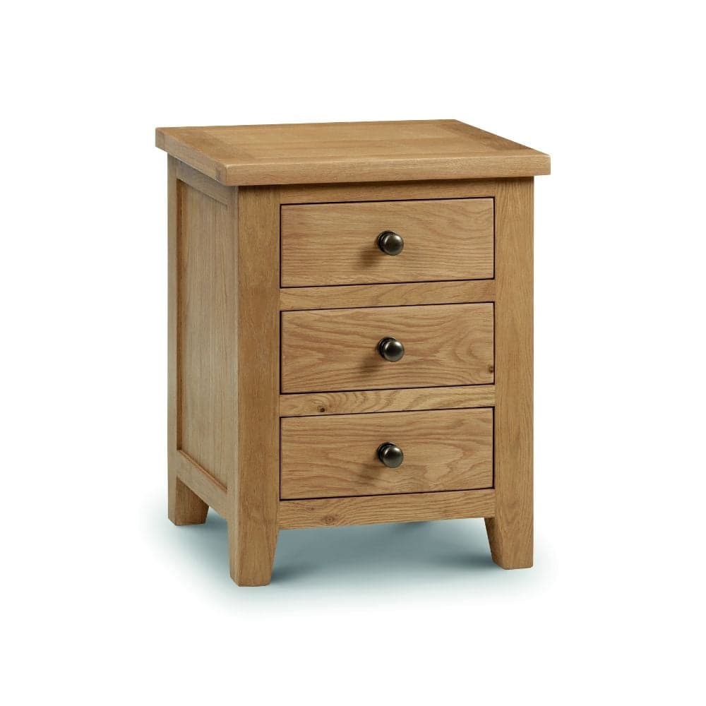 Oak 3 drawer sales bedside table