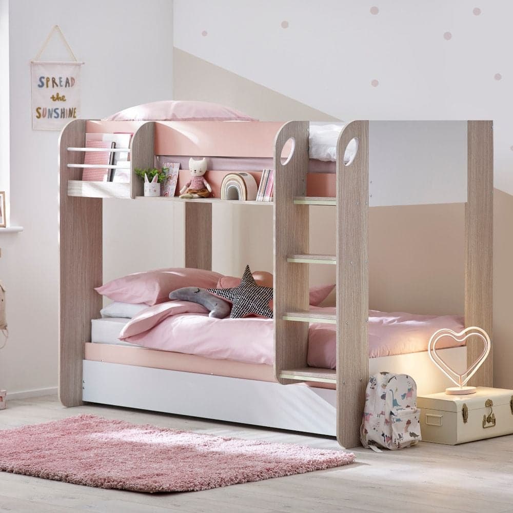 Pink single bed hot sale with trundle