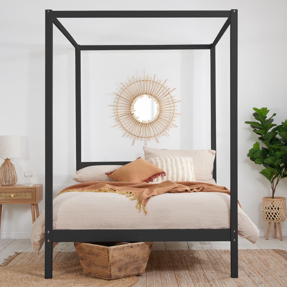 Mercia Black Wooden Poster Bed Happy Beds