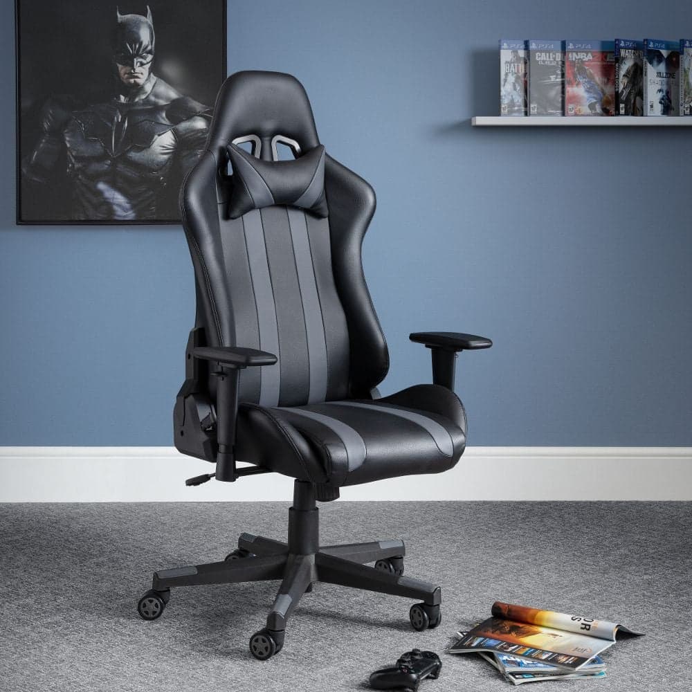 Meteor Grey Leather Gaming Chair